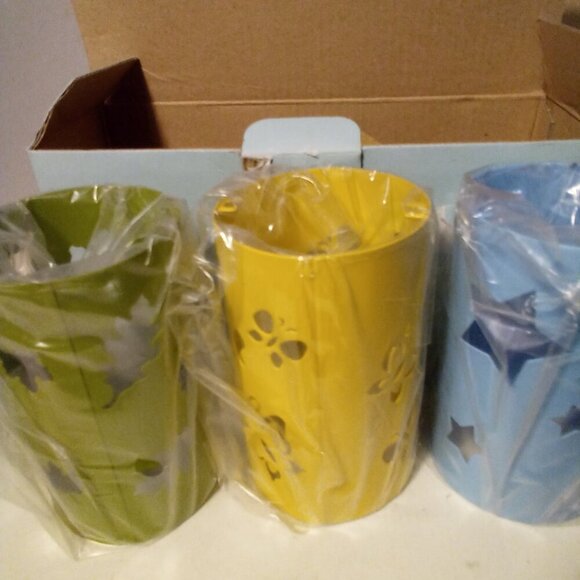 Partylite Change O Lantern Sleeve Set 2 Sets 6 Total Green Yellow Blue - Picture 5 of 9